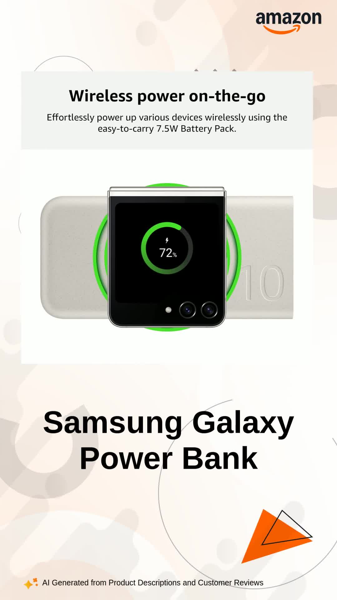 Samsung Galaxy 10000mAh Power Bank, Wireless Battery Pack, Gray